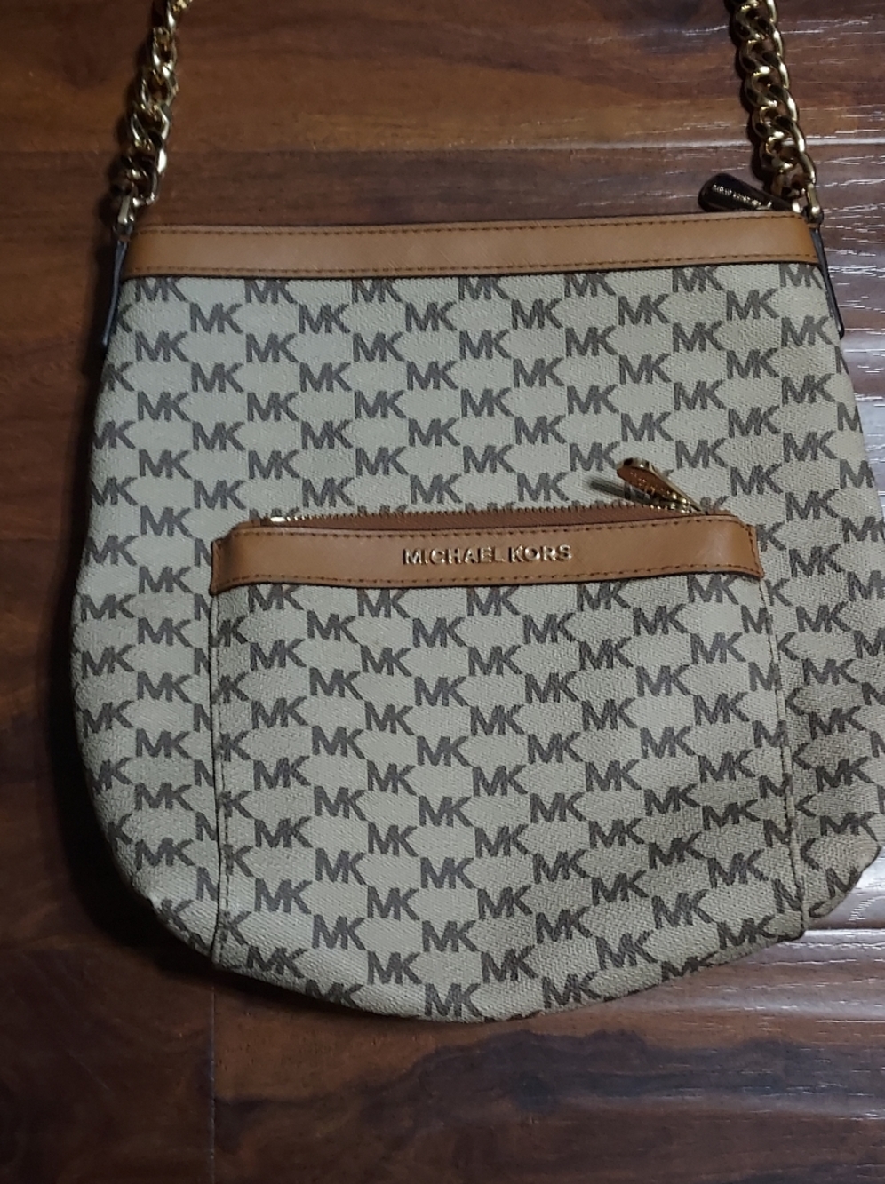 Michael Kors Women's Tan and Beige Logo Crossbody Bag